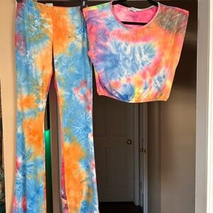 Love Tie-Dye Boot Cut Pants & Top Set